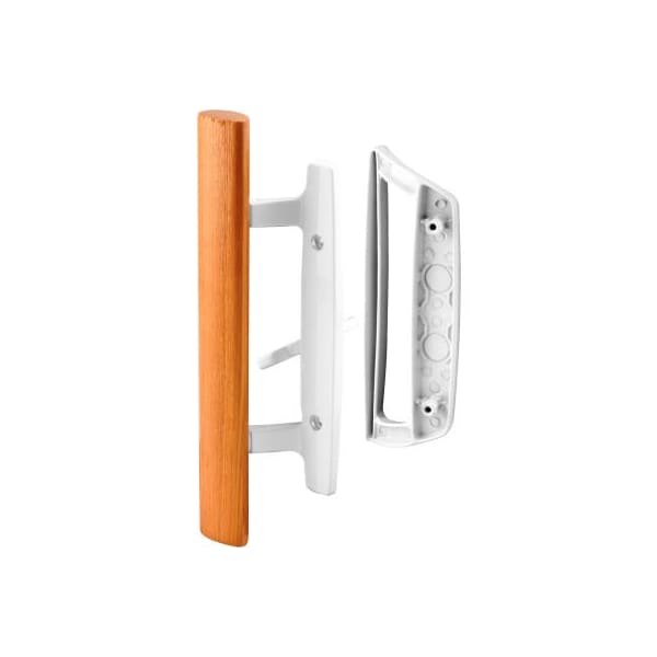 Prime-Line Prime-Line Sliding Door Handle Set, Wood Handle, White Diecast, C 1204 - main